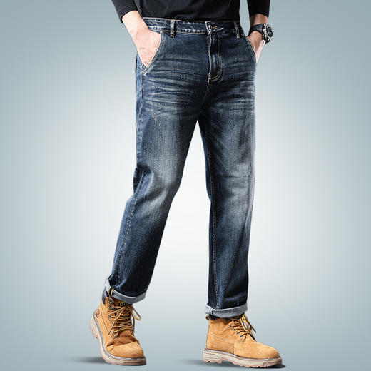 【新款DQ】大依优型大码男装牛仔裤直筒加肥加大号肥佬宽松大号休闲长裤百搭 商品图3