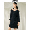 VIMAGE纬漫纪春季新款设计感小众收腰气质连衣裙V1907509 商品缩略图8