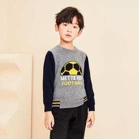 mettekids儿童羊绒衫2022秋季新款针织衫毛衣外穿男童卡通套头衫