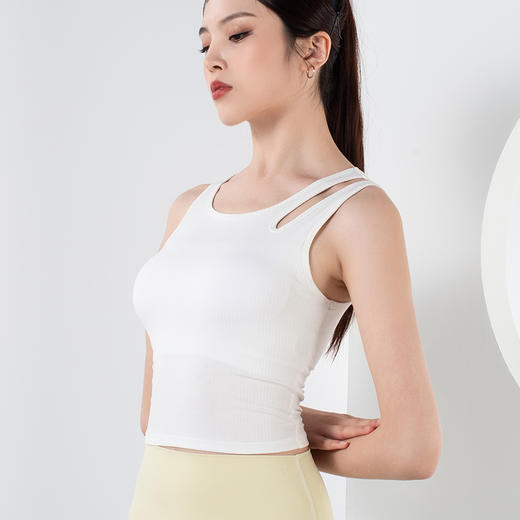 【限时秒】YOGACODE【火树银花系列】镂空肩带速干带胸垫瑜伽背心YCDS450 商品图11