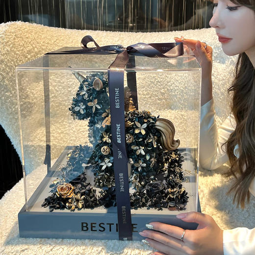 VBEINGS花语 大号独角兽 Anna粉色 永生花礼盒玫瑰花摆件送女生告白生日礼物 商品图11