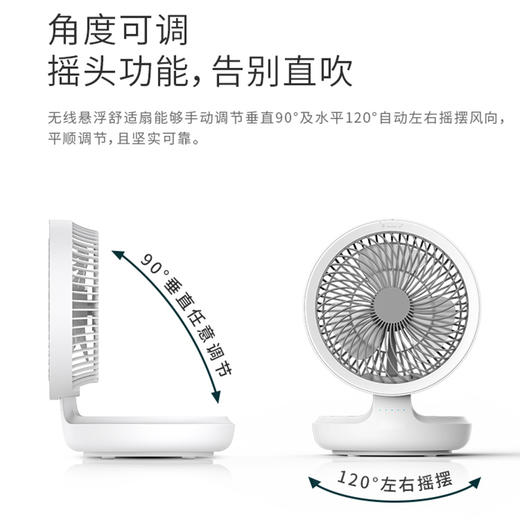 【壁挂/桌面两用】爱登无线悬浮循环扇E808/E808Y 可折叠/可壁挂/可摇头 4档风力调节 带夜间呼吸灯 商品图4