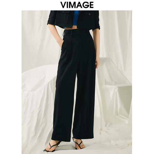 VIMAGE纬漫纪春季新款气质通勤百搭显瘦高腰休闲直筒裤子V1905507 商品图9