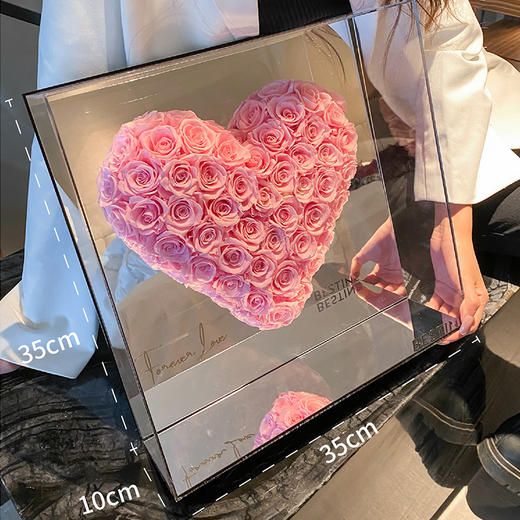 VBEINGS花语 镜面爱心玫瑰 永生花玫瑰花摆件生日送女生女友老婆礼物 商品图7