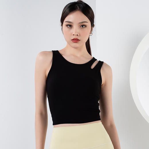 【限时秒】YOGACODE【火树银花系列】镂空肩带速干带胸垫瑜伽背心YCDS450 商品图3