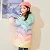 mettekids女童羽绒服冬季彩虹色白鹅绒儿童中长款加厚中大童外套 商品缩略图3
