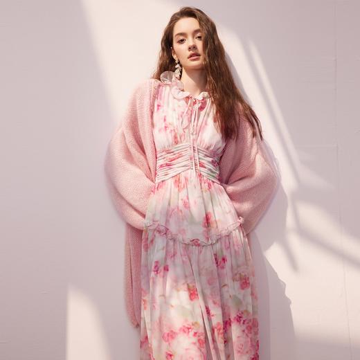 BeQueenStory【烟雨桃花】法式名媛浪漫收腰抽褶碎花裙女2023年春季新款 商品图4