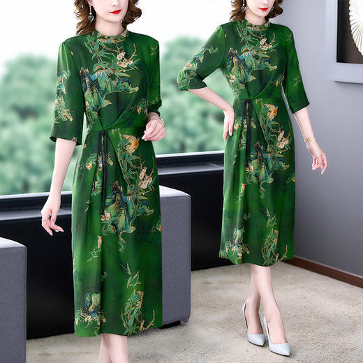 优雅复古遮肉收腰显瘦连衣裙AHM-ddfs8867 商品图3