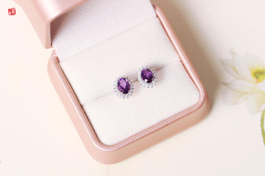 紫水晶耳钉  镶嵌：925银镶 商品图0