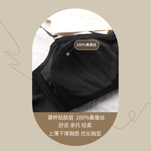 金三塔无肩带抹胸女春夏法式蕾丝可插片聚拢文胸真丝无钢圈内衣   NZFBB396 商品图4
