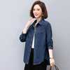 蓝色牛仔外套春秋季上新拼接立体妈妈装舒适潮流开衫上衣HR-WS13219 商品缩略图2