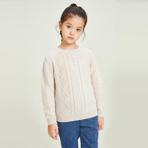mettekids儿童羊绒衫圆领偏厚中大童毛衣女孩套头春秋款针织衫 商品图2