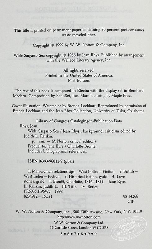 【中商原版】梦回藻海 诺顿文学解读系列 英文原版 Norton Critical Editions Wide Sargasso Sea Jean Rhys 商品图4