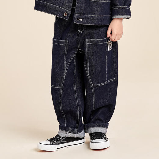 mettekids儿童裤子2022秋季新款童装牛仔裤男童潮直筒宽松休闲裤 商品图1