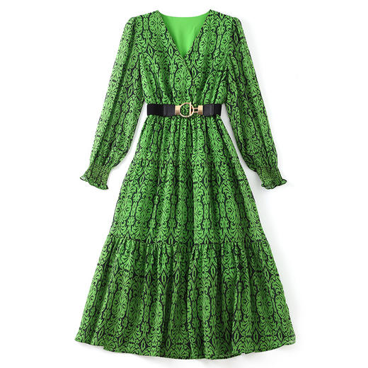 高货轻奢优雅印花连衣裙收腰显瘦遮肉沙滩裙WLZD2301405 商品图4