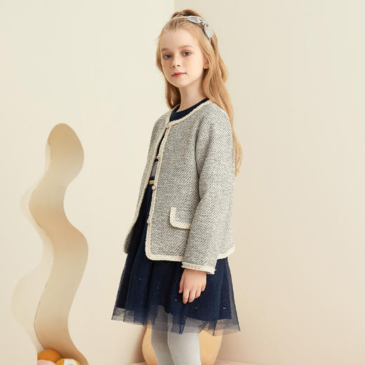 羊绒世家mettekids童装女童优雅洋气小香风女童网红外套春秋新款 商品图2