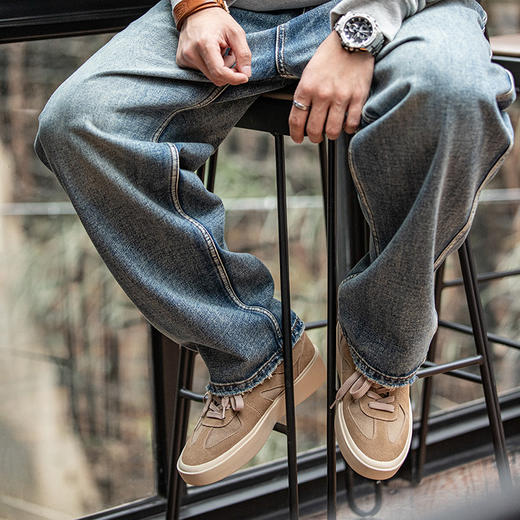 男鞋2023春季新款板鞋美式复古厚底百搭潮流小众德训低帮休闲鞋子 商品图4