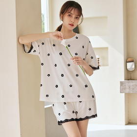 【冰丝家居服套装！舒适到像裸穿】2023年新款女士睡衣冰丝莫代尔短袖短裤冰丝顺滑，柔软透气，超可爱亲肤睡衣两件套，穿上不想脱下来！轻薄吸汗透气时尚百搭，纯棉短袖短裤夏季薄款可外穿家居服套装