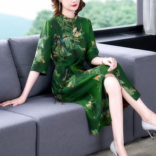 优雅复古遮肉收腰显瘦连衣裙AHM-ddfs8867 商品图2