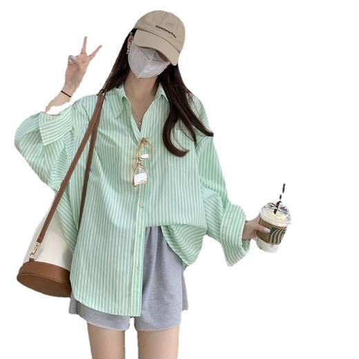 POLO领条纹衬衫女春夏新款设计感宽松中长款薄款防晒开衫上衣 商品图4
