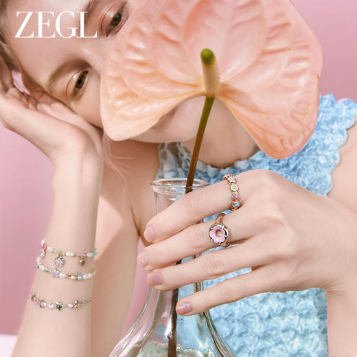 ZEGL设计师樱花小彩串系列彩色戒指女小众设计2023年新款潮食指戒 商品图5