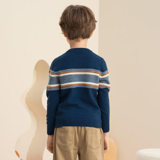 【童装羊绒衫】羊绒世家21年秋冬童装羊绒衫舒适保暖条纹针织毛衣 商品图3