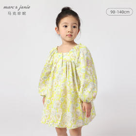 马克珍妮夏装新款 女童花卉满印泡泡袖纯棉连衣裙230150