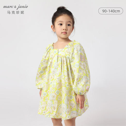 马克珍妮夏装新款 女童花卉满印泡泡袖纯棉连衣裙230150 商品图0