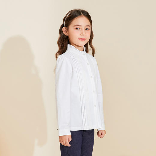 mettekids女童衬衫儿童秋装长袖上衣2022新款洋气时髦白色衬衣 商品图3