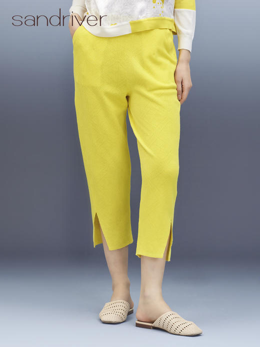 侧开叉挑孔女长裤 SJS95K020K 商品图3