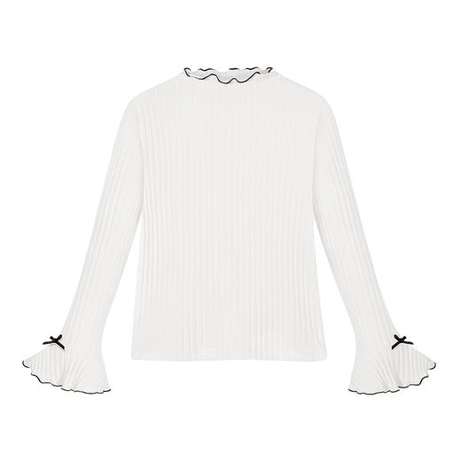 【抽条弹力针织T恤】童装春夏新品女童长袖T恤时尚喇叭袖针织上衣 商品图3