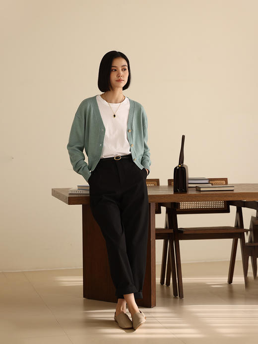 HeyDress30羊毛针织开衫女春夏法式V领短款外搭温柔气质百搭上衣 商品图1