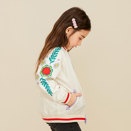 mettekids儿童夹克女童春秋绣花2022新款童装上衣中大童洋气外套 商品图2