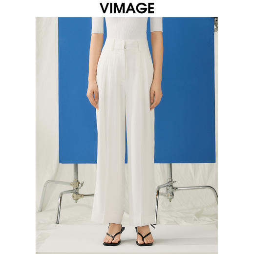 VIMAGE纬漫纪春季新款气质通勤百搭显瘦高腰休闲直筒裤子V1905507 商品图4