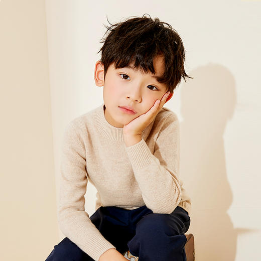 mettekids儿童羊绒衫春秋季加厚毛衣半高领男童打底衫女童针织衫 商品图2