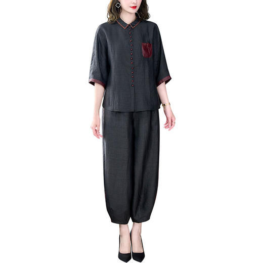 2023夏季新款优雅复古遮肉显瘦龟裂纹套装AHM-ddfs8899 商品图4