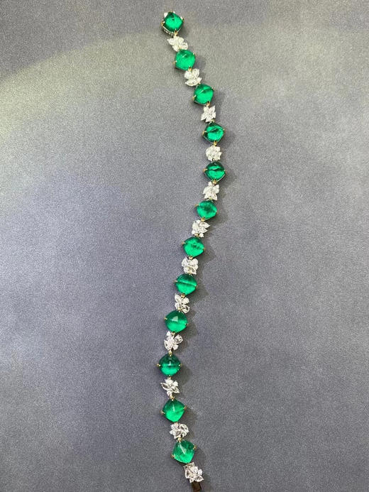 「春分·万物生长」糖塔祖母绿钻石手链 22.7克拉糖果形切割祖母绿vivid green 商品图0