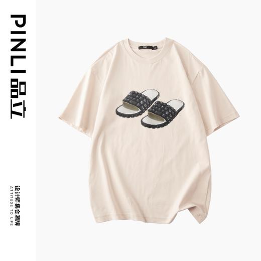 PINLI品立春季新款男士印花T恤圆领短袖休闲上衣BG231111038 商品图5