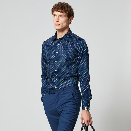 【100棉】罗蒙衬衫男长袖春秋装休闲印花纯棉衬衣 商品图4