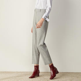 西嘉C+IMPRESS/西嘉灰色chic西装裤直筒职业裤子女宽松九分裤中腰休闲KZ1801013