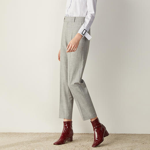 西嘉C+IMPRESS/西嘉灰色chic西装裤直筒职业裤子女宽松九分裤中腰休闲KZ1801013 商品图0