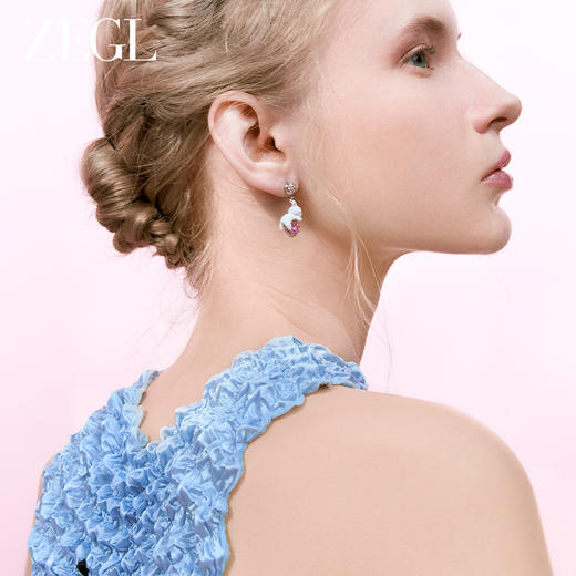 ZEGL设计师樱花小彩串系列爱心兔子耳环女小众设计感耳钉银针耳饰 商品图2