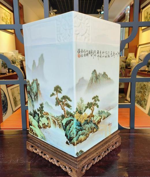 通景粉彩山水江南秀色四方镶器 商品图0