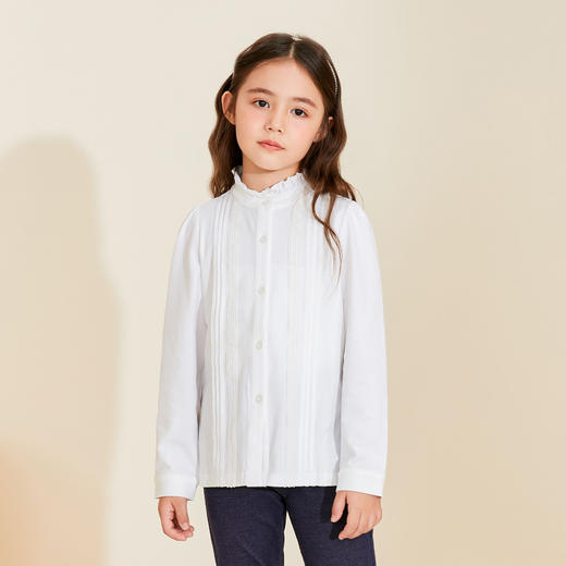mettekids女童衬衫儿童秋装长袖上衣2022新款洋气时髦白色衬衣 商品图2