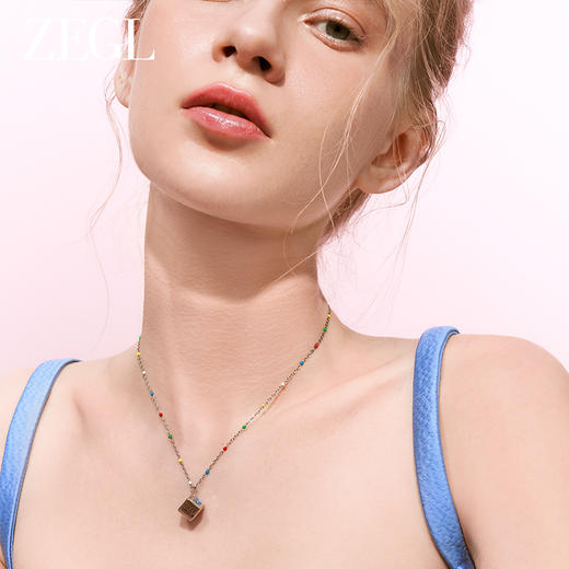 ZEGL浪姐刘逸云同款多巴胺小彩串五彩色串珠项链女轻奢小众锁骨链 商品图1