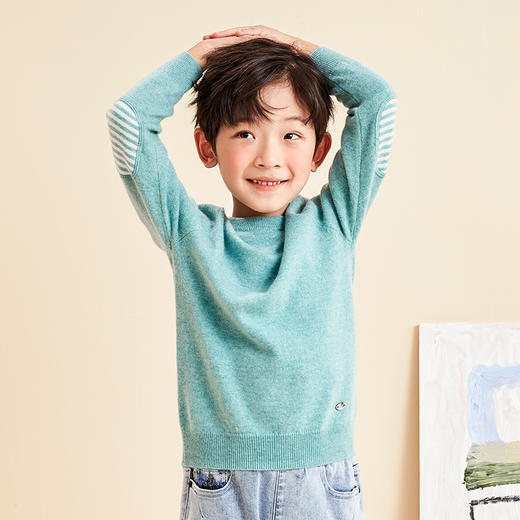 mettekids儿童羊绒衫春秋圆领大童毛衣男童薄款打底衫女童针织衫 商品图2
