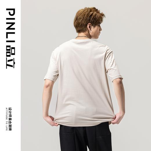 PINLI品立春季新款男士印花T恤圆领短袖休闲上衣BG231111038 商品图3
