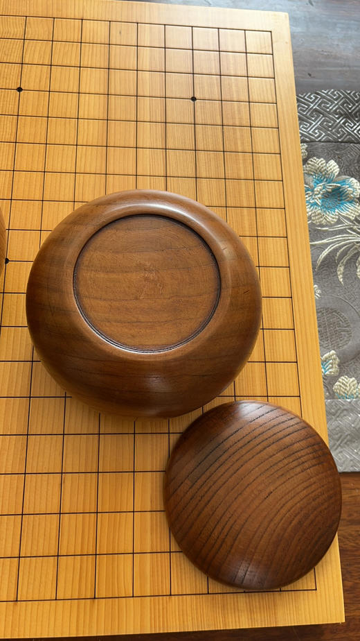 3厘米厚新榧实木棋盘+独木酸枣木罐+单面凸老云子 商品图5