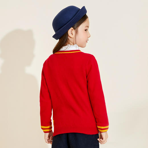mettekids儿童100%羊绒衫春秋针织开衫打底洋气男童女童红色毛衣 商品图3
