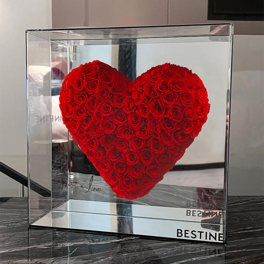 VBEINGS花语 镜面爱心玫瑰 永生花玫瑰花摆件生日送女生女友老婆礼物 商品图5